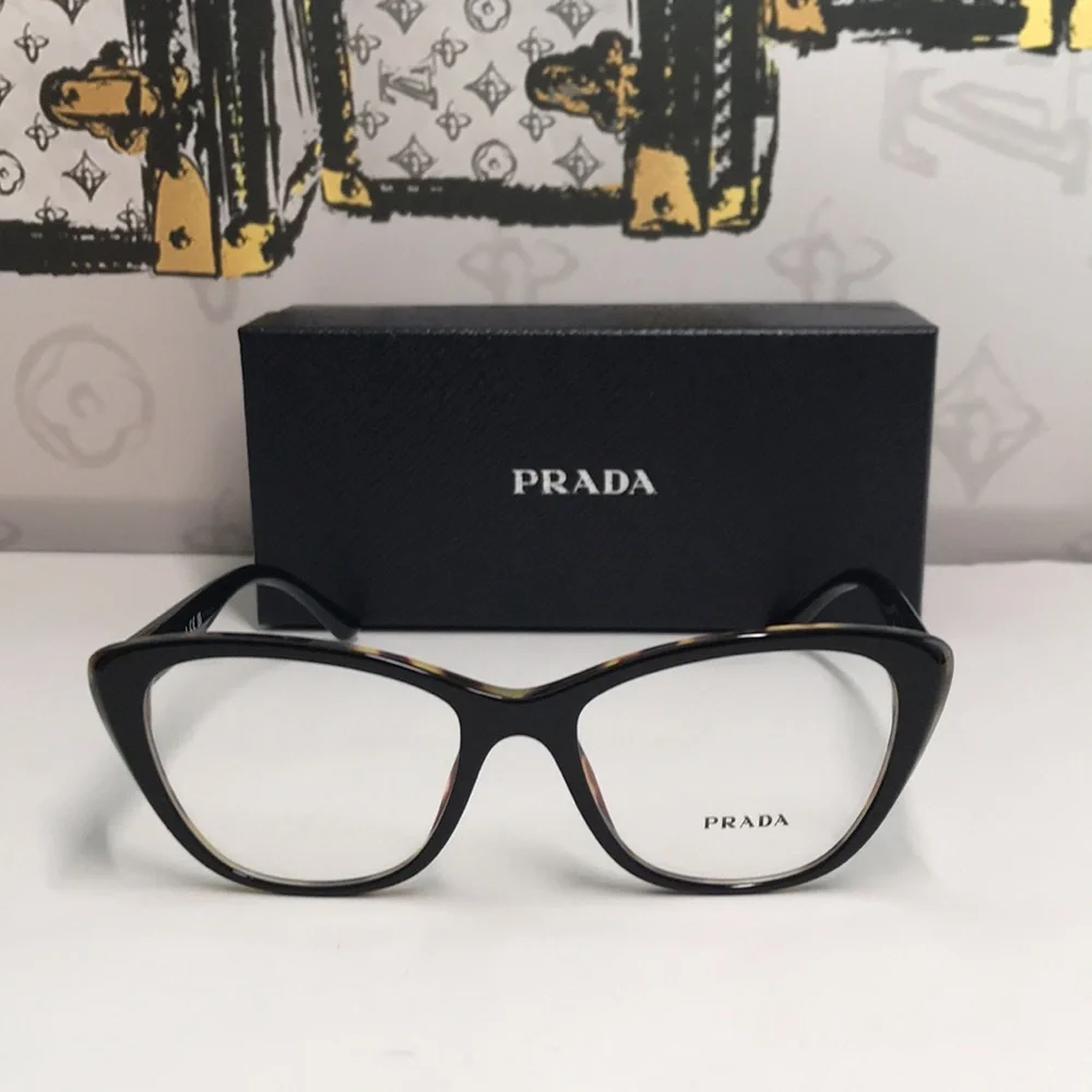 Authentic New PRADAPR 04WV black and medium havana